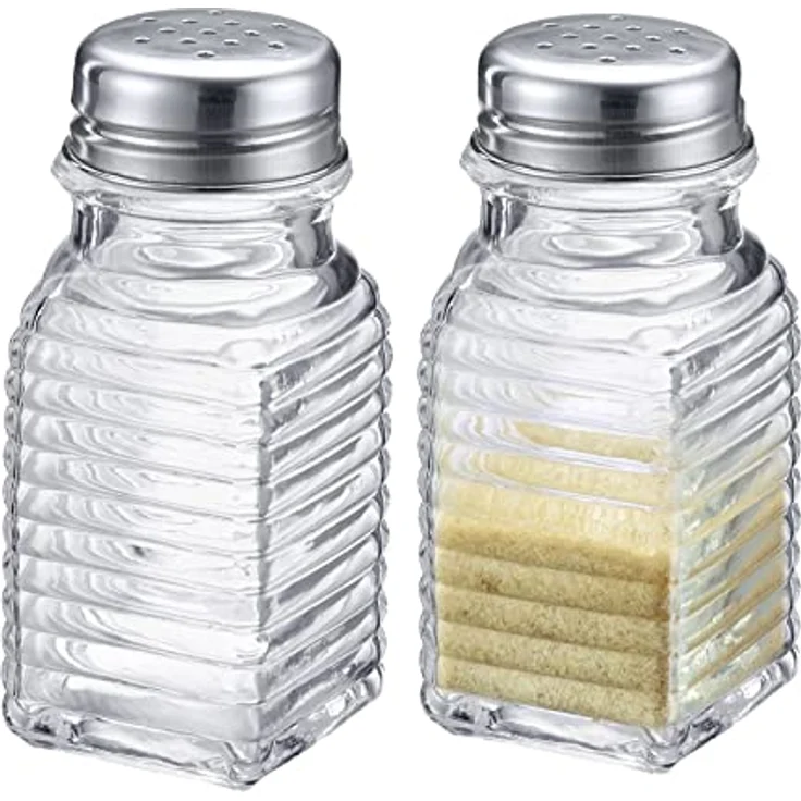 Westmark Universalstreuer, 2tlg, Universelle Lochung im Deckel, Fassungsvermögen: je 75 ml, Rostfreier Edelstahl/Glas, Porto, Transparent/Silber, 63172270 – Bild 7