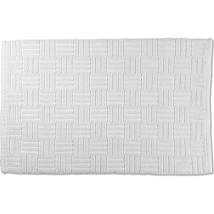 kela Badematte rutschfest 60 x 100 cm LEANA, Badezimmerteppich weiß, waschbar, 100% Baumwolle, Badvorleger in Flechtoptik