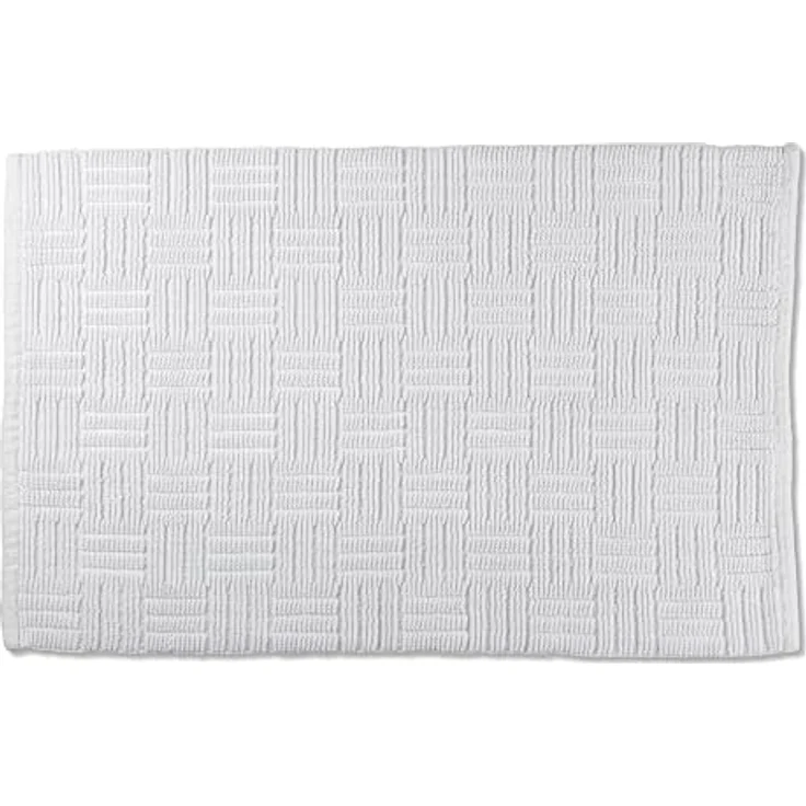 kela Badematte rutschfest 60 x 100 cm LEANA, Badezimmerteppich weiß, waschbar, 100% Baumwolle, Badvorleger in Flechtoptik – Bild 1