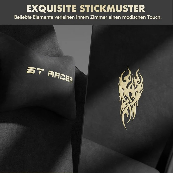 Ferghana Gaming-Stuhl Gaming-Stuhl: Kopfstütze, Lendenkissen, Armlehnen, Fußstütze (Packung), Ergonomischer PC-Stuhl,Rückenlehne 90°-125° – Bild 3