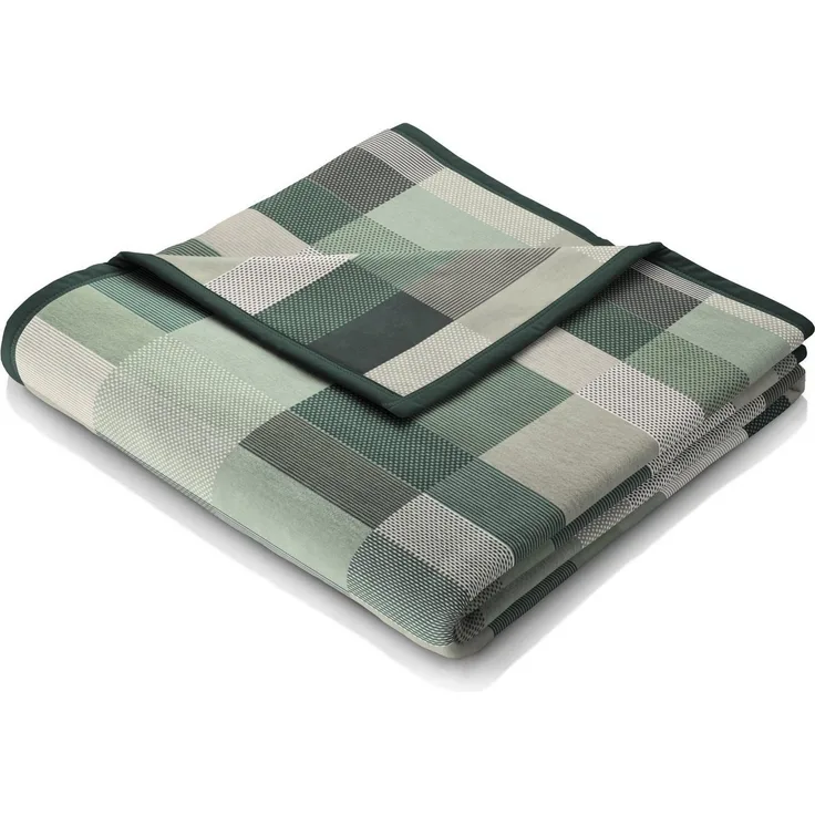 Wohndecke Color Squares green, grün karierte Kuscheldecke in 150x200, Biederlack, Decke aus Baumwoll-Mix, Made in Germany