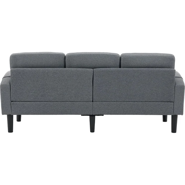 Merax 204cm Ecksofa, L-Form Sofa, 3-Sitzer mit Chaiselongue, kleines Ecksofa aus, An der Seite befindet sich eine Aufbewahrungstasche, 10 Sofabeine, Grau – Bild 11