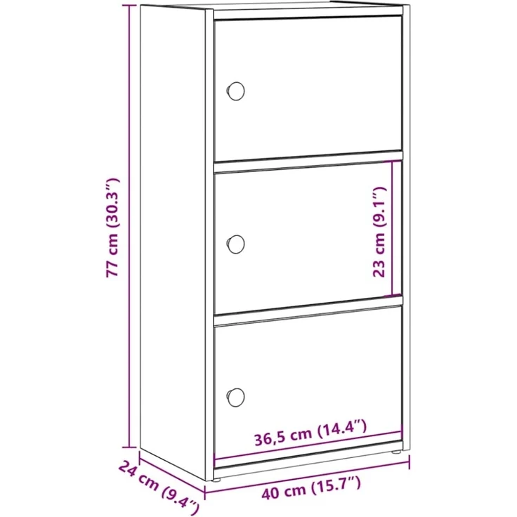 vidaXL Bücherregal Grau Sonoma 40x24x77 cm Holzwerkstoff 860369 – Bild 11