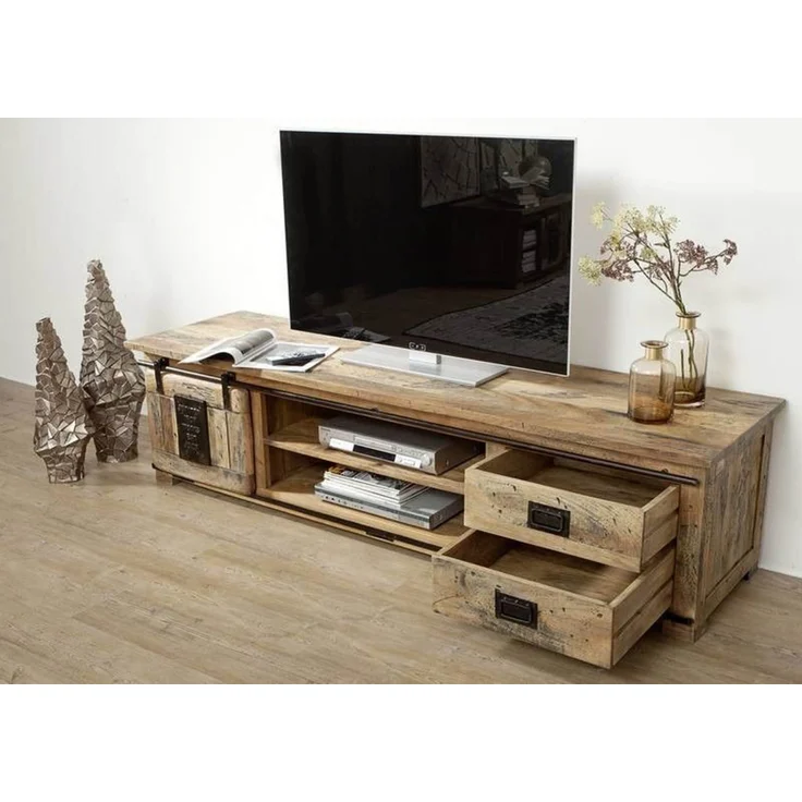 TV-Board Mango 200x55x50 natur lackiert RAILWAY #136 – Bild 5