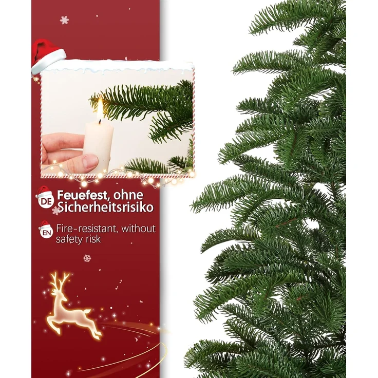 Yorbay Künstlicher Weihnachtsbaum 180cm Weihnachten Baum mit Scheibenbasis & Simulierter Baumstamm, Tanne, Naturgetreuer PE Schmaler Tannenbaum für Heim Geschäft Weihnachtsdeko – Bild 4