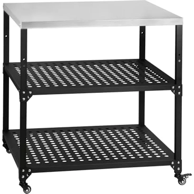 BBQ-Toro Grillablagetisch Grillwagen 80 x 80 x 83 cm, Schwarz, Grilltisch mit großer Arbeitsfläc