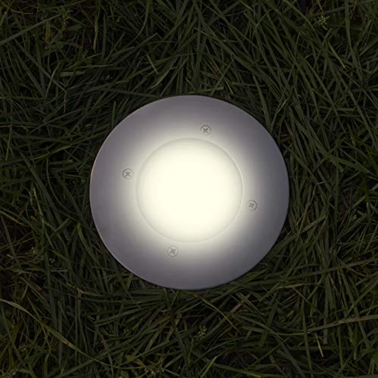Solar LED Bodeneinbaustrahler CARLO für Außen, Edelstahl rund Ø14cm IP67 – Bild 7