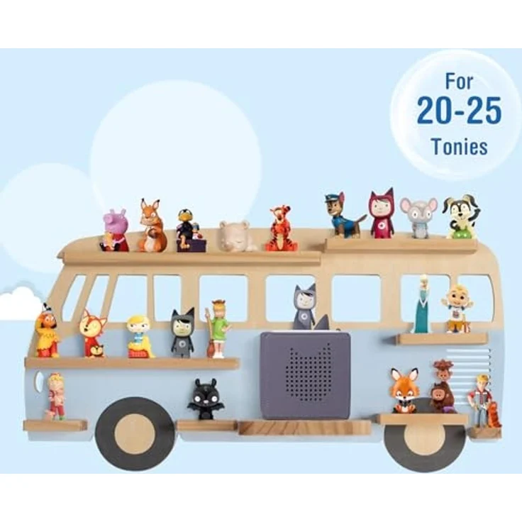 Todeco Tonie-Regal für Toniebox Hörfiguren, Magnetische Aufbewahrung für 20-25 Tonie, Perfekte Tonie Aufbewahrung im Kinderzimmer für Mädchen & Jungen, Bus blau – Bild 7