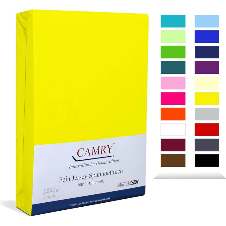 Camry Spannbettlaken CLASSIC Jersey 100% Baumwolle Spannbetttuch atmungsaktiv Gummizug, Jersey Baumwolle, Gummizug: rundum, 100% Baumwolle, alle Matratzenhöhen, atmungsaktiv, pflegeleicht – Bild 1