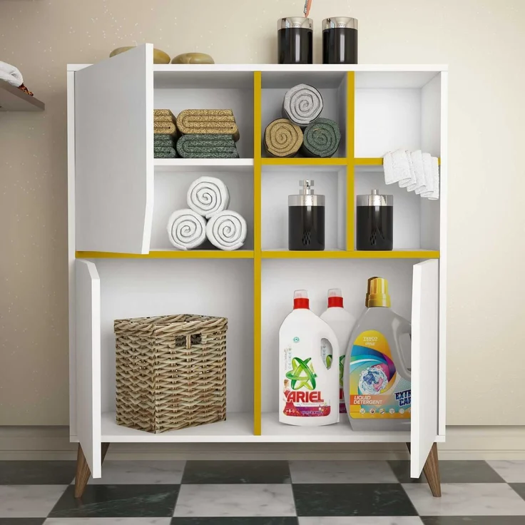 Skye Decor 'Pulse - White, Yellow' Mehrzweckschrank, Weiß / Gelb, 100 x 115 x 30 cm – Bild 2