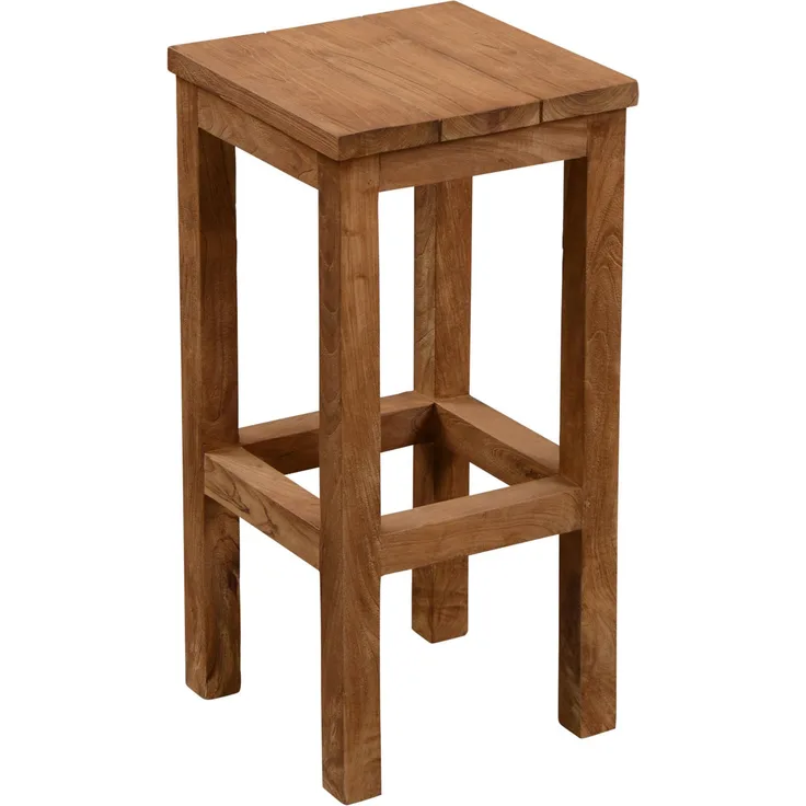 Inko Teakholz-Barhocker Abacus recyceltes Teak 36,5x36,5x75 cm Sitzhocker