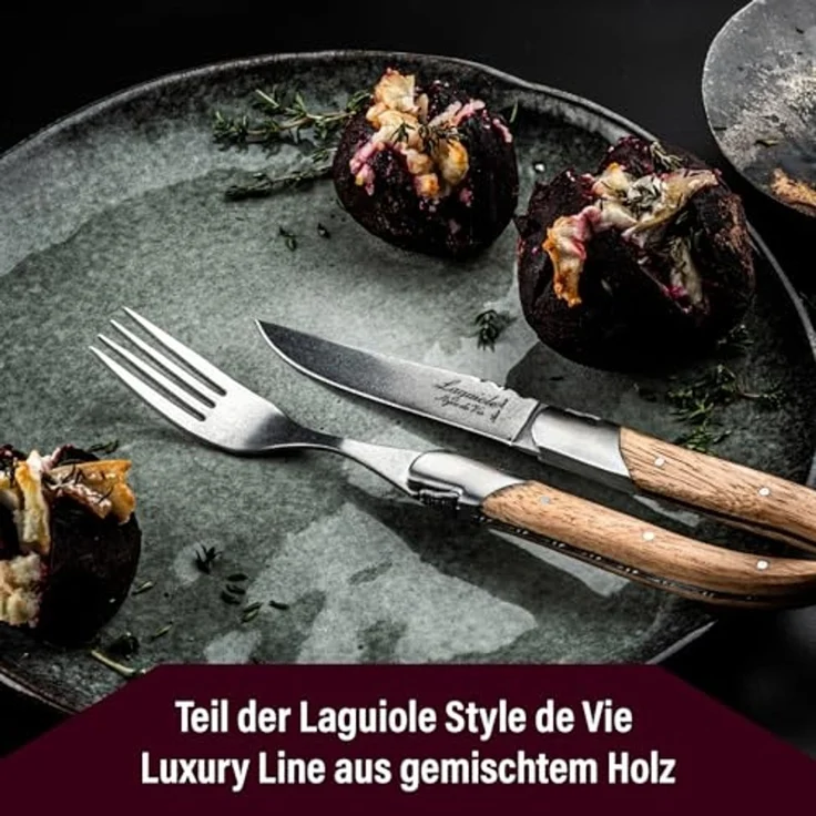 Laguiole Style de Vie Steakmesser LAGUIOLE STEAKMESSER "MISCHHOLZ", 6 Holzarten, 6 Messer im Etui – Bild 6