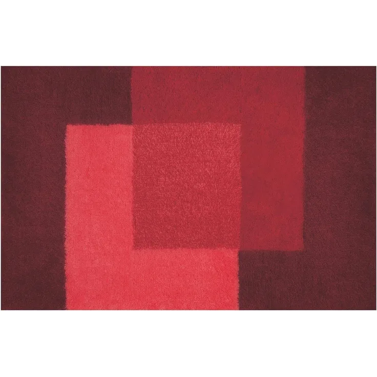 Spirella Badteppich Badvorleger Duschvorleger "Crossover" Hochflor waschbar, rutschfest Badematte 55x65 cm – Rot
