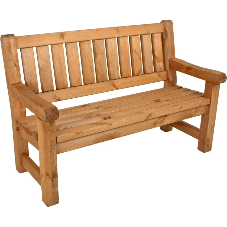 Gartenbank ALLGÄU 124 cm Kiefer natur geölt mit Armlehne 2-sitzig – Bild 1