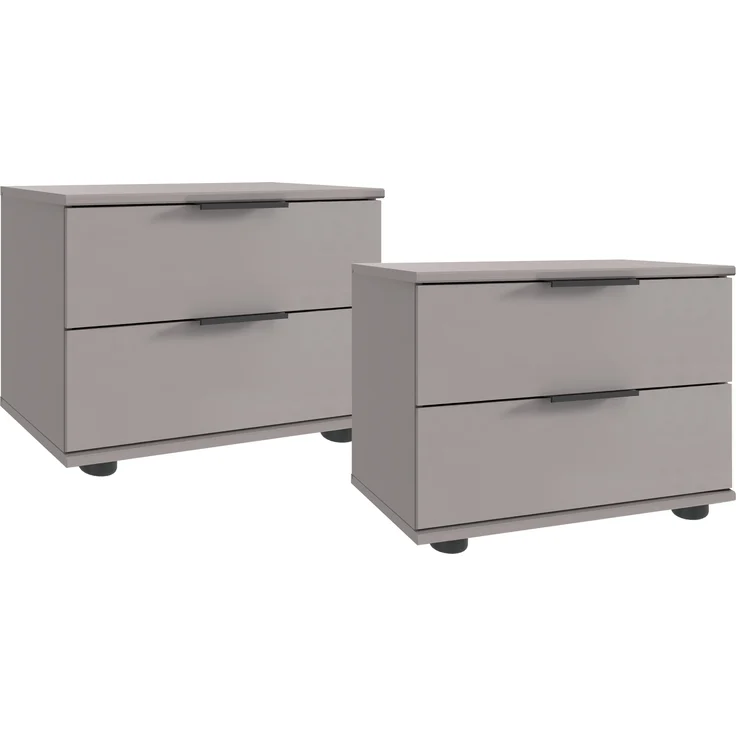 Schlafzimmer-Set >Tilburg< (5tlg.) Bett 168x92x210cm, Schrank, Kommoden, Saharagrau / Grafit – Bild 4