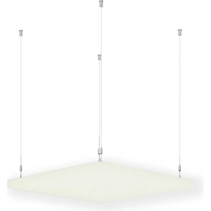 Rheinland Möbel FocusWall DAQ0606 – Quadratischer Akustik-Deckenabsorber 60×60 cm in Stofffarbe Adobo inkl. Chrom-Stahlseilen - Made in Germany - Klasse A, Stoffbezug, schwer entflammbar
