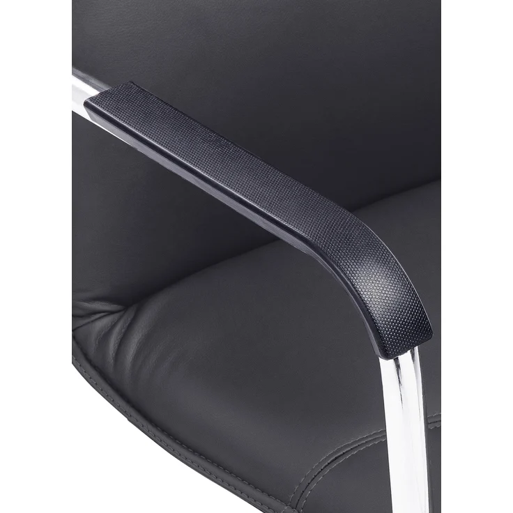 DELUKE® Besucherstuhl SEATTLE - 92x56x60cm, Schwarz Kunstleder Metall Gestell Konferenzstuhl Wartezimmerstuhl – Bild 6
