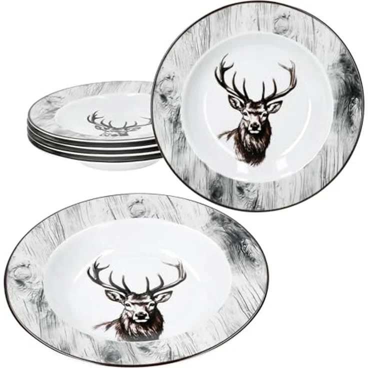 MamboCat Suppenteller 6er Set Alois Suppenteller 180ml Porzellan 6 Pers. tiefe Teller Hirsch – Bild 2