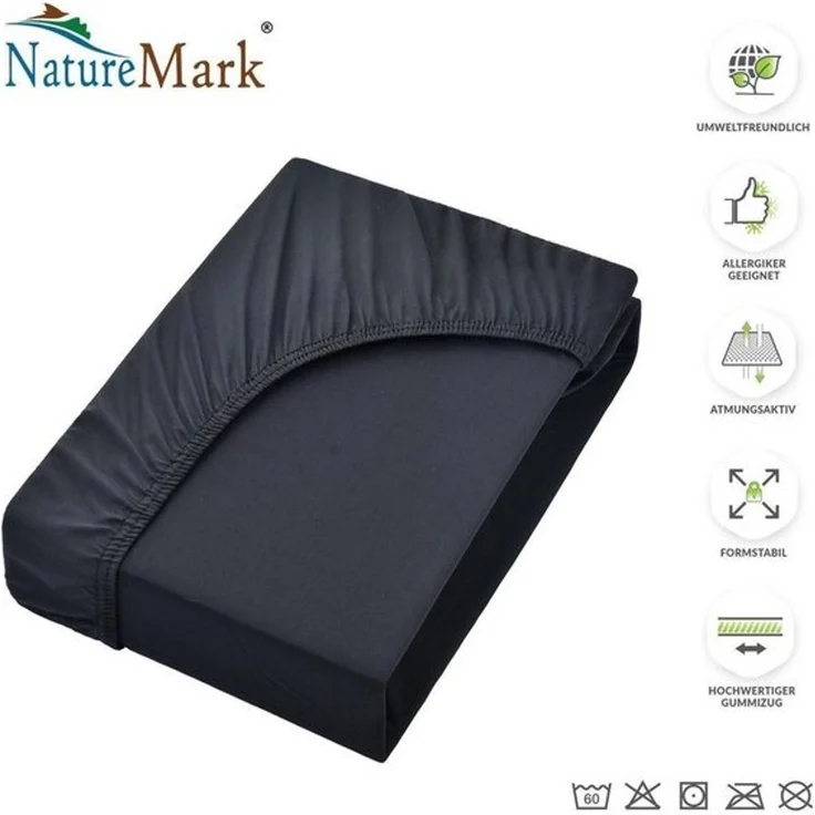 NatureMark - Mikrofaser SPANNBETTLAKEN zum Sparpreis! viele Größen und Farben Markenware (90x200-100x200 cm, schwarz) – Bild 4