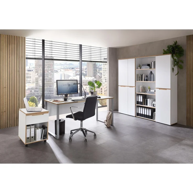 Büro Komplettset MEMPHIS VII 5-teilig – Weiß & Artisan Eiche – Bild 1