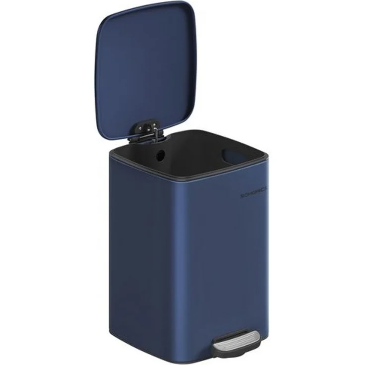 Songmics Mülleimer Küche, 20 Liter, Stahl, mit Inneneimer, Softclose, Offenhaltefunktion, mitternachtsblau, 34 x 28,5 x 40,4 cm – Bild 2