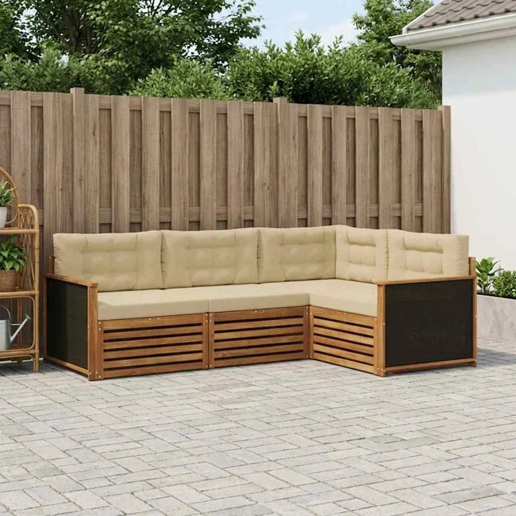 vidaXL Outdoor-Sofagarnitur 4 stk. 4-Sitzer Natur und Beige 3383286 – Bild 1