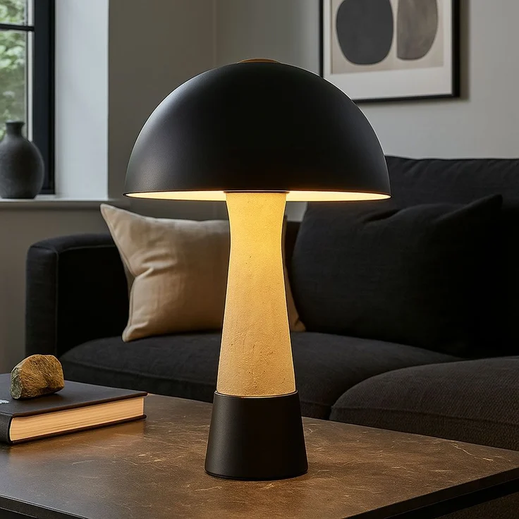 Tischleuchte, schwarz matt, Wippschalter, H 36,5 cm – Bild 5