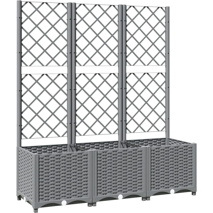 vidaXL Pflanzkübel mit Rankgitter Hellgrau 120x40x136 cm PP 153274 – Bild 2