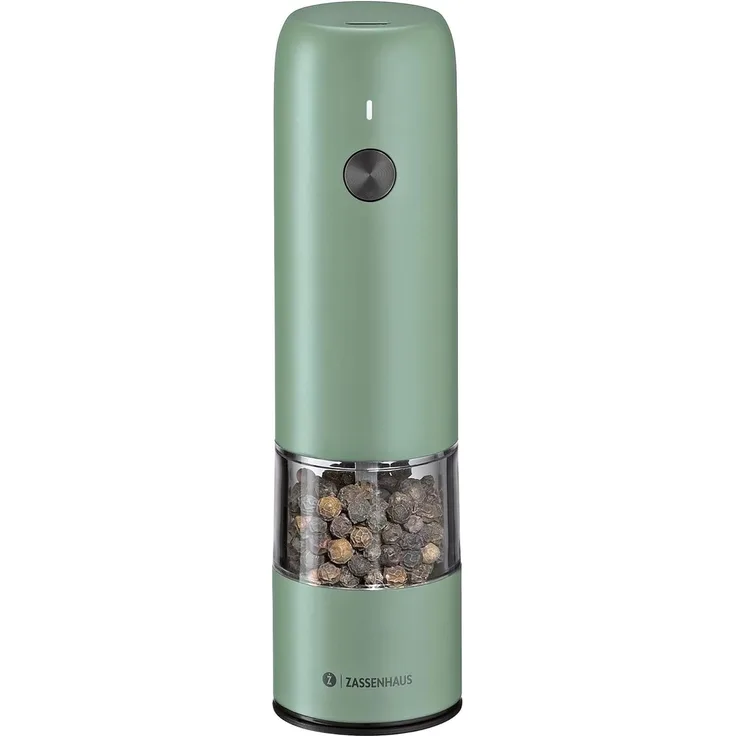 Pfeffermühle Salz- Gewürzmühle USB elektrisch 14cm ZASSENHAUS Köln grün 033151
