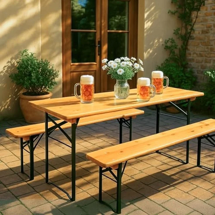 Stagecaptain Bierzeltgarnitur BBT-170 Hirschgarten Bierzelttisch 170 cm Natur 2x Set, (2-tlg), Bayerisches Flair zum Spartarif! – Bild 2