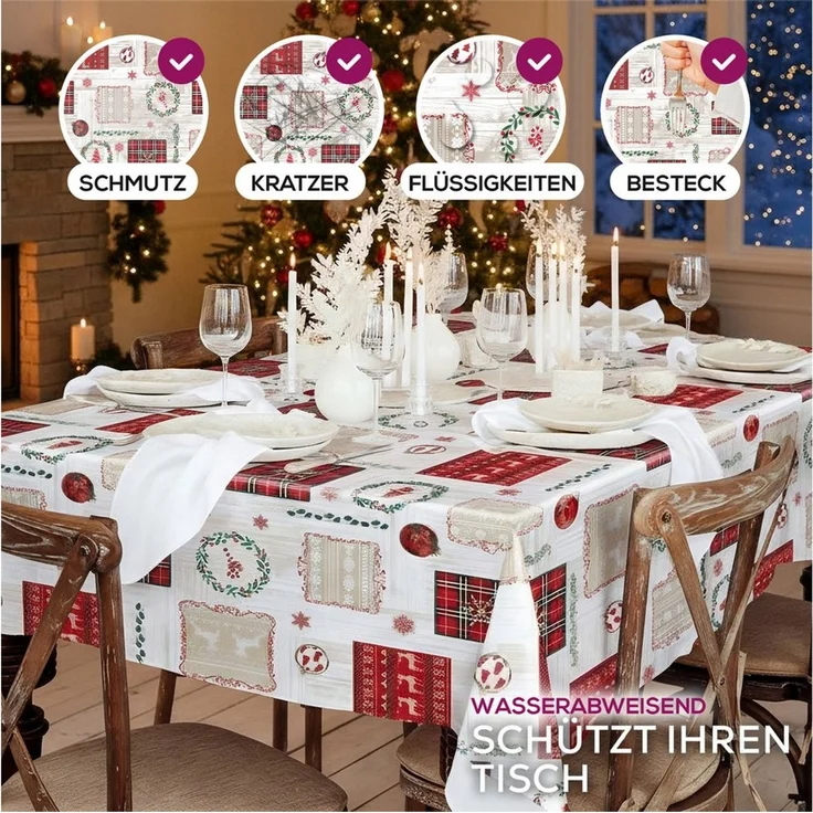 Beautex Tischdecke Weihnachten Wachstuch, Wachstuchtischdecke (1-tlg) – Bild 3