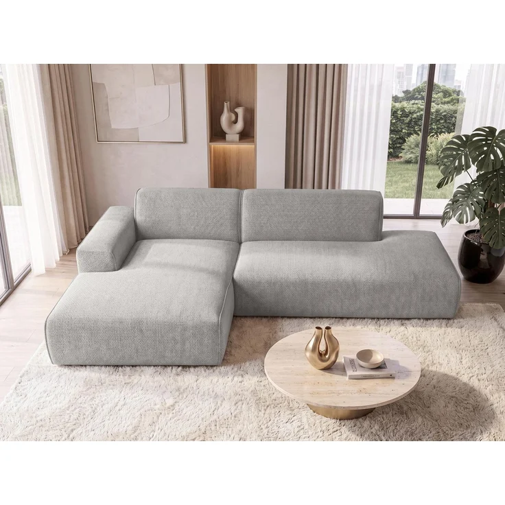 AX LIVING Ecksofa Modern Didim Duo 284 cm Hellgrau Chenille Eckcouch L – Bild 2