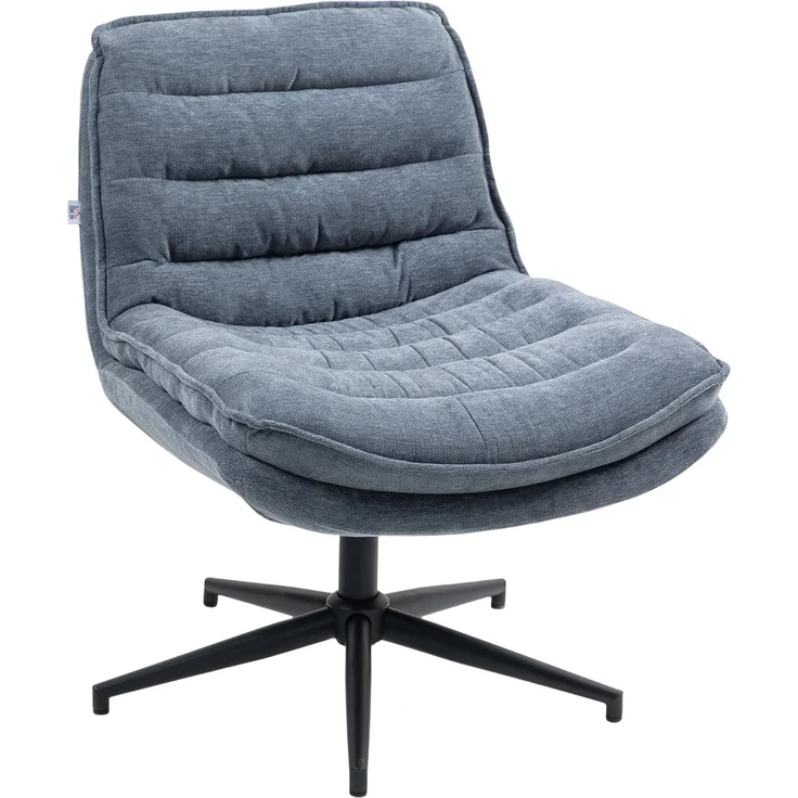 HOMCOM Bürostuhl Schreibtischstuhl ohne Armlehnen mit breiter Sitzfläche (Schneidersitz Stuhl, 1 St), Doppellagige dicke Drehstuhl mit Leinenoptik – Bild 1