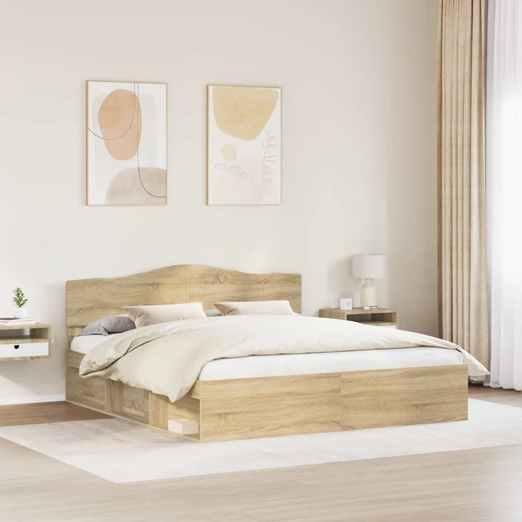 vidaXL Bettrahmen Sonoma 180 x 200 cm Massives Kiefernholz 3412864 – Bild 2