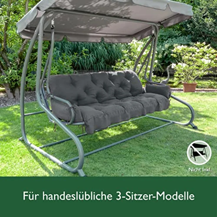 Beautissu Hollywoodschaukel Auflagenset Flair HS Graphitgrau – Bild 5