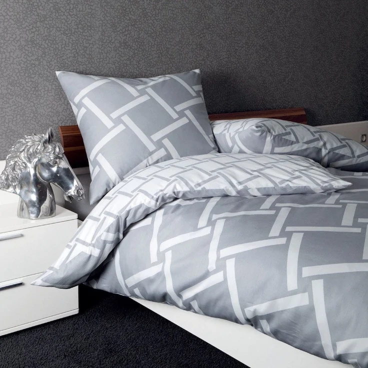 Janine Bettwäsche J.D. 8480 08 Silber Mako Satin 155 x 220 + 80 x 80 cm – Bild 3