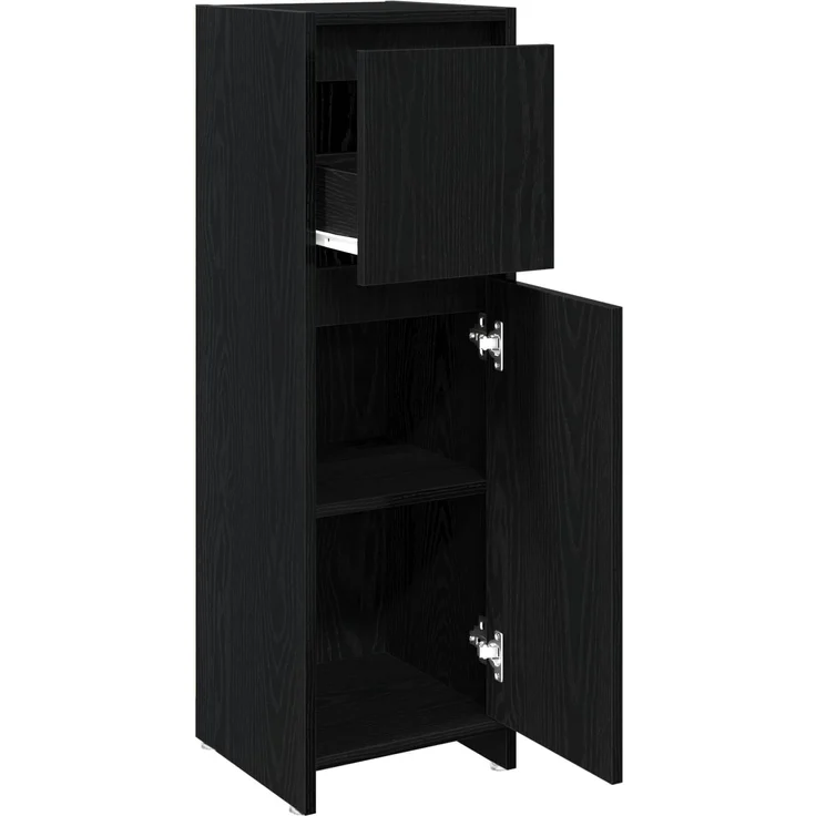 vidaXL Badezimmerschrank mit Tür Schwarz Eichen-Optik 30 x 30 x 95 cm 862504 – Bild 4