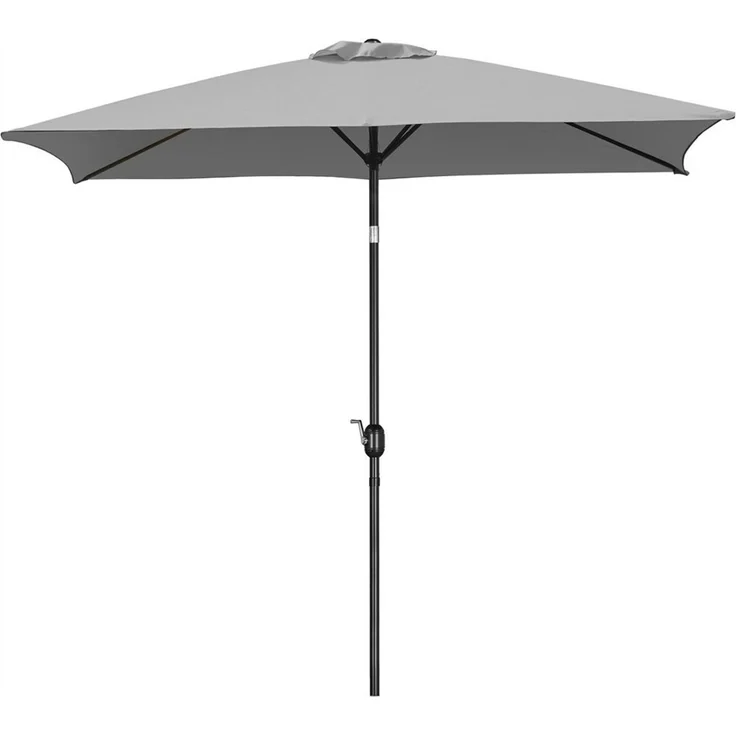 Yaheetech Sonnenschirm Rechteckiger Terrassenschirm mit Kurbel & 6 Metallstreben, LxB: 293x193 cm, Gartenschirm 293 cm L × 193 cm B × 253 cm H – Bild 5