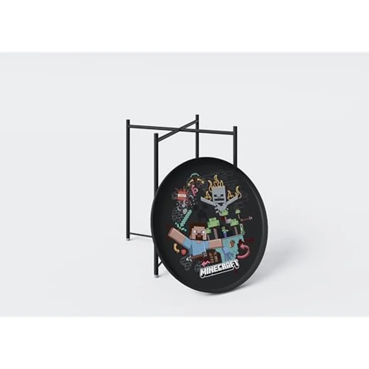 Minecraft Beistelltisch, rund, schwarz, Metall, 47x51x47 cm, mit abnehmbarem Tablett – Bild 4