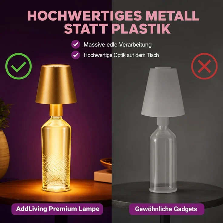 AddLiving LED Flaschenleuchte Gold – Bild 6