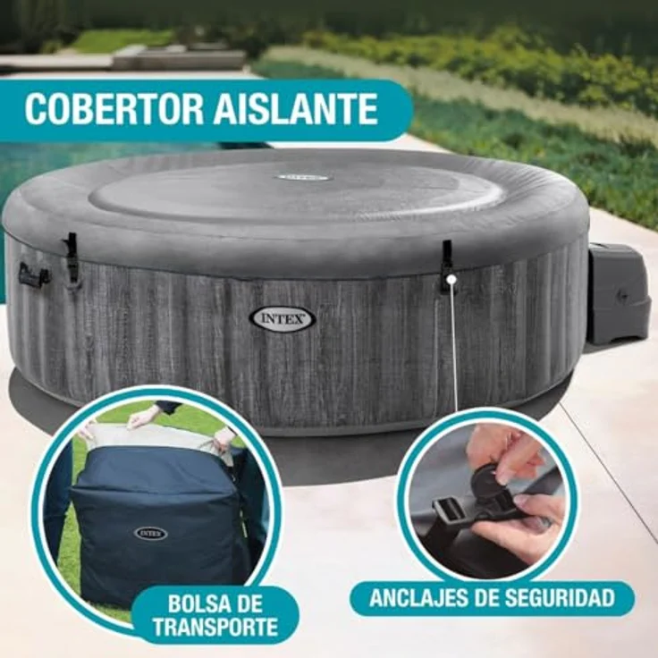 Intex Greywood Deluxe Purespa, Aufblasbares Spa für 6 Personen, grau, mit LED-Lichtern und Schutzhülle – Bild 3
