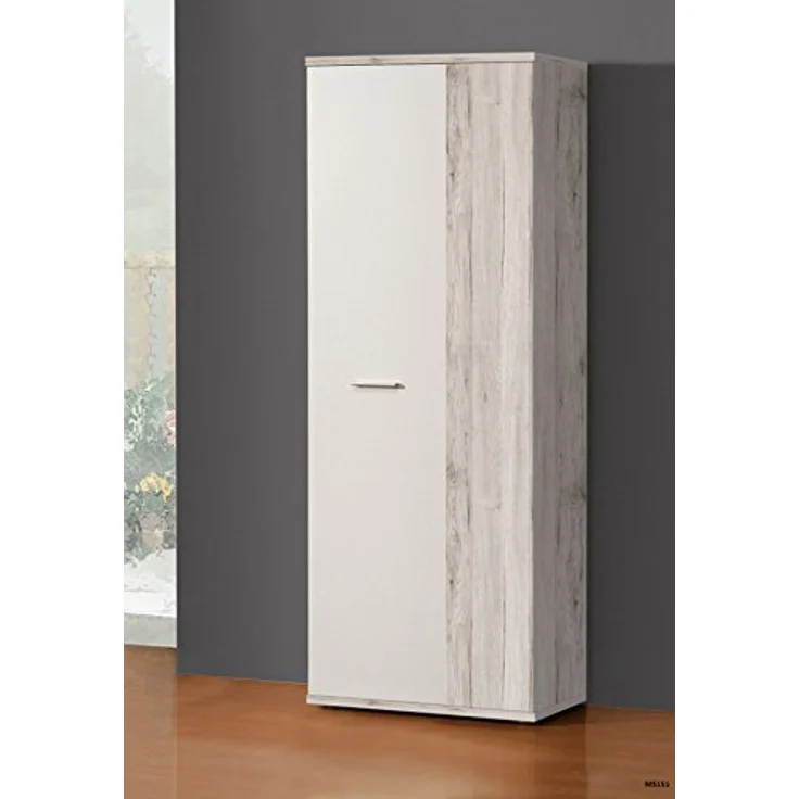FORTE Net106 Mehrzweckschrank mit 2 Türen, Holzwerkstoff, Sandeiche + Weiß, 68. 90x34. 79x179. 1 cm – Bild 3