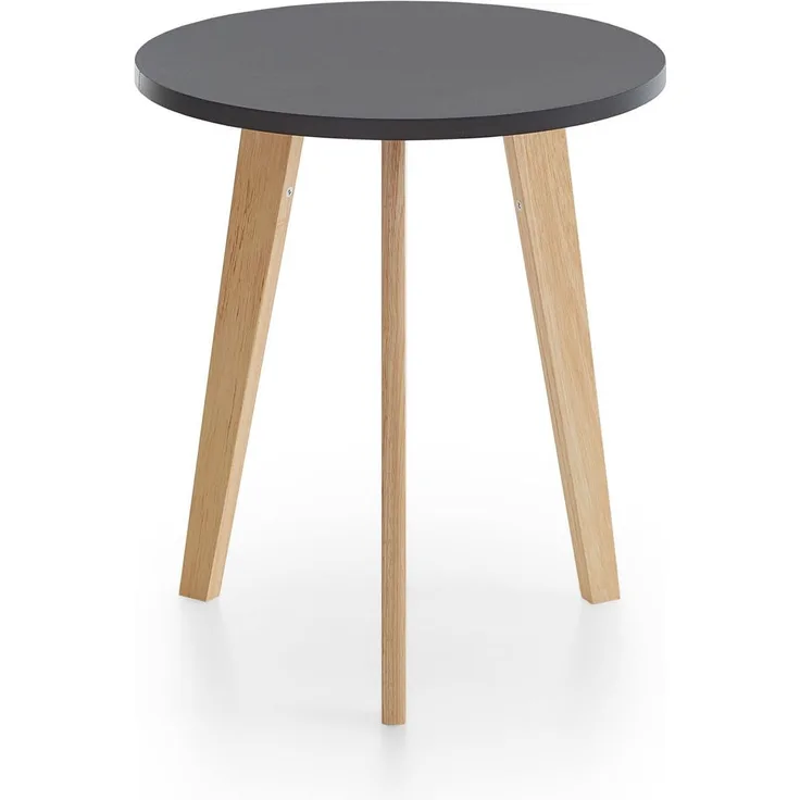 Homes & Jones Beistelltisch Johann Ø50x50 cm mit schwarzer Tischplatte & Massivholzfüßen - Runder Wohnzimmertisch, modernes Natur-Design - Stilvoller Ablagetisch, Wohnzimmer & mehr