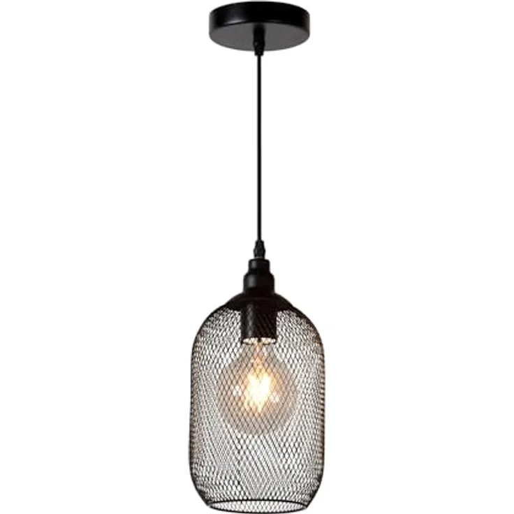 LUCIDE MESH, Pendelleuchte Ø 15 cm, verstellbar, 1xE27, Schwarz, geeignet für LED-Lichtquelle