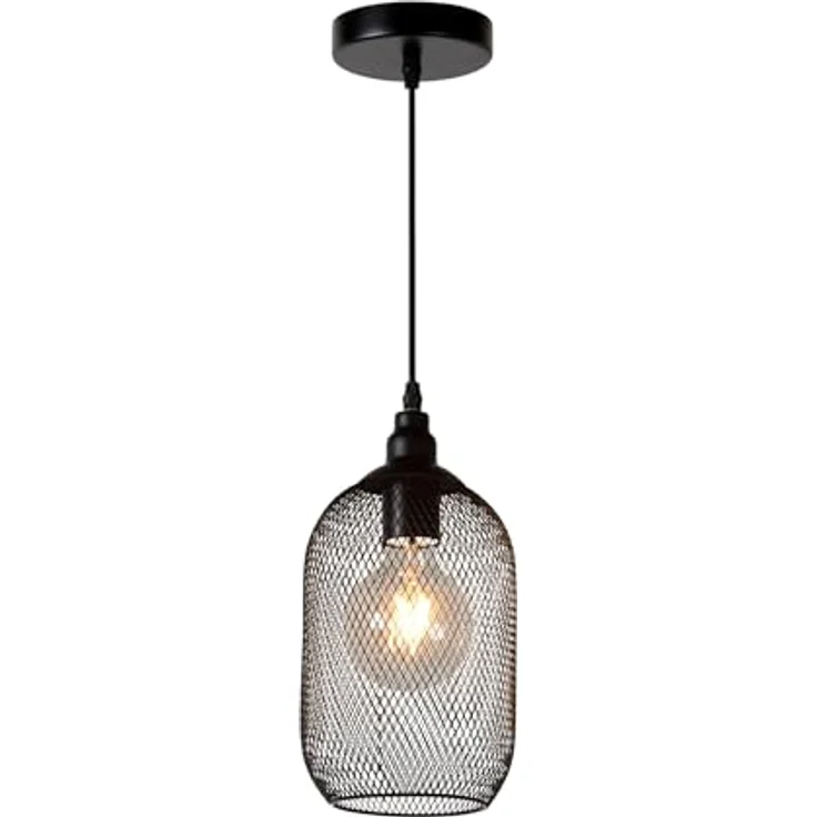 LUCIDE MESH, Pendelleuchte Ø 15 cm, verstellbar, 1xE27, Schwarz, geeignet für LED-Lichtquelle – Bild 1