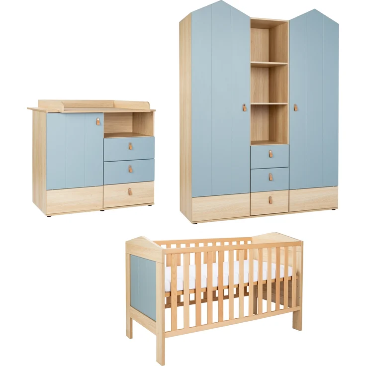 3-teiliges Babymöbel-Komplettset »Roofy« mit 2-trg. Kleiderschrank, Salbei / Nagano Oak, Arthur Berndt – Bild 2