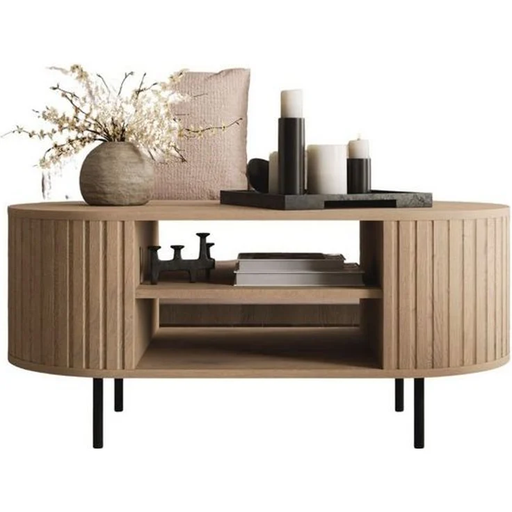 Compleo Couchtisch mit Regalen, Kaffeetisch, OVI Eiche cremona oder Beige – Bild 4