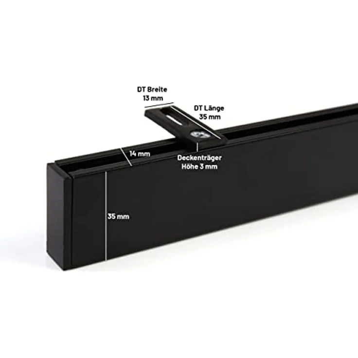 Deco-Raum® Gardinenschiene Innenlauf Loft | Befestigung: Deckenträger | Größe: 190cm | Material: Aluminium | Farbe: Schwarz – Bild 3