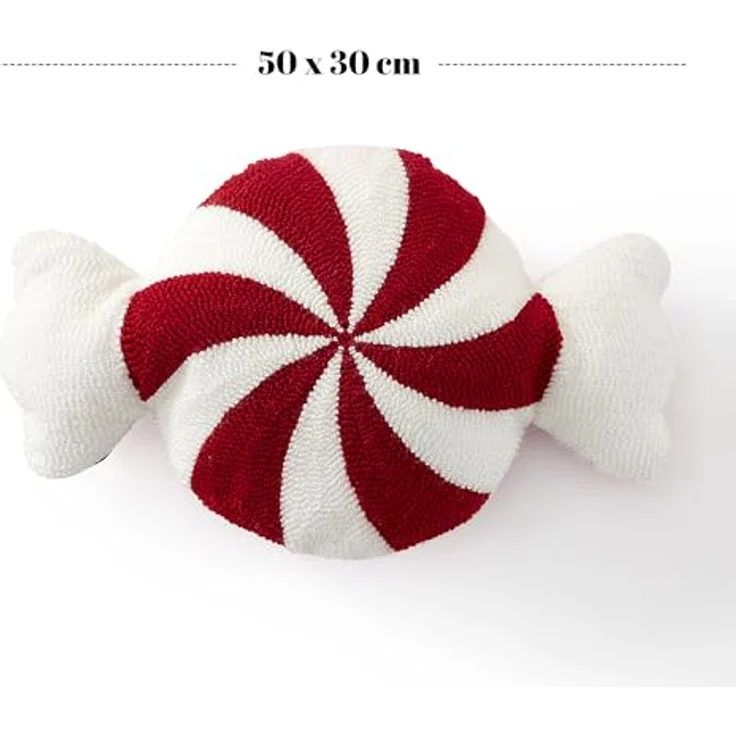 Sonive Weihnachtskissen, Weihnachtsbonbon-förmiges Kissen 50x30 cm Dekokissen Zierkissen, Stuhlkissen Raumdekoration Plüschkissen für Weihnachten Sofa & Bett Kinderzimmer rot&weiß – Bild 5