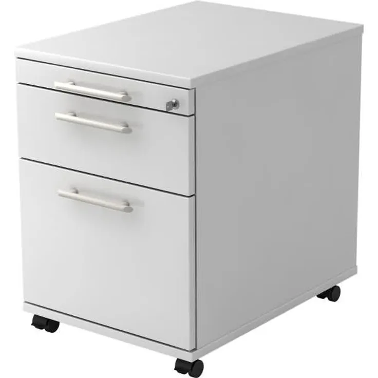 Rollcontainer AC20 58cm, 1 Schub, 1 HR, Schloss, RE Weiss